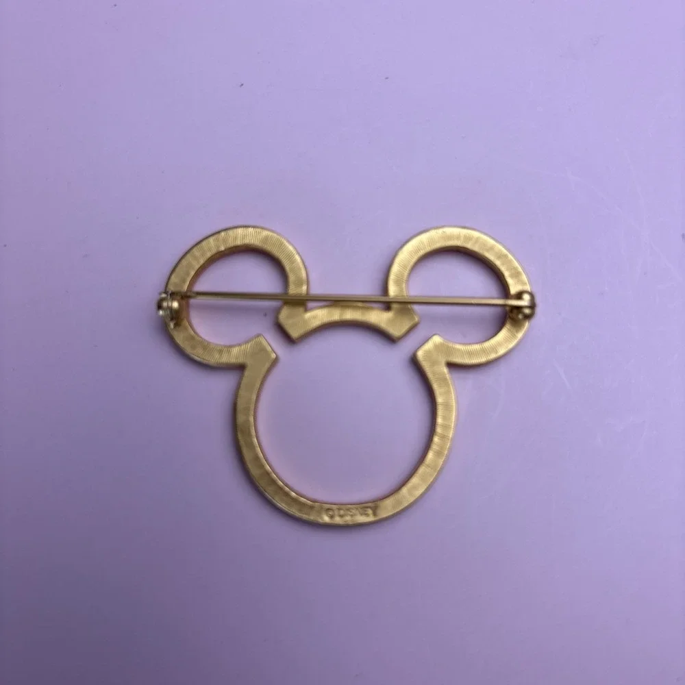 Mickey Mouse Head Disney Satin Gold Toned Pin 2.5 inch